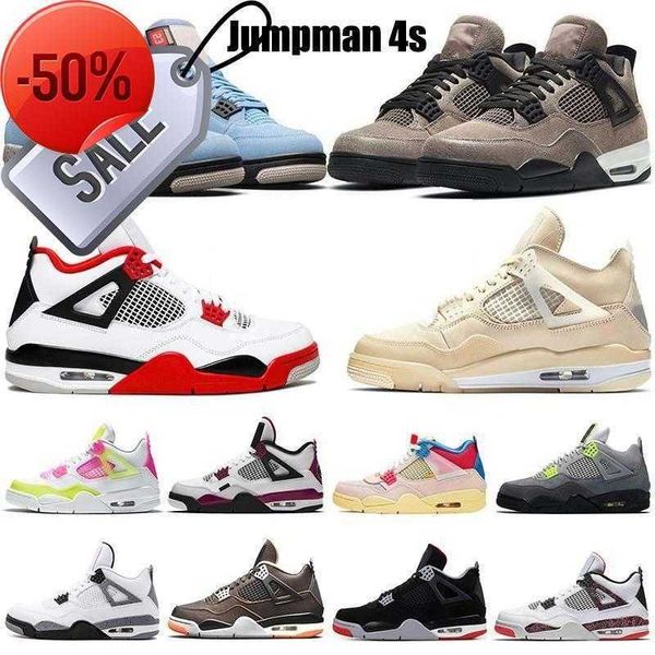 

jumpman 4 retro men basketball shoes black cat hyper royal university blue unc silver toe bred starfish fire red sports women sneakers