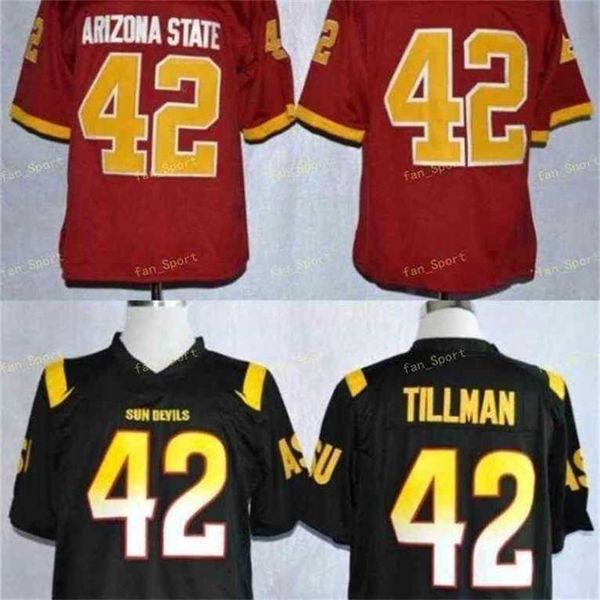 

sj ncaa arizona state sun devils #42 pat tillman red 1997 rose bowl vintage jersey asu tillman black maroon college football jerseys s-3xl