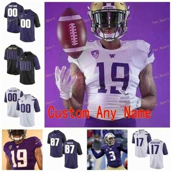 

sj washington huskies football jersey ncaa college bryce beckman jacob eason salvon ahmed bryant fuller tryon bowman shelton ross newton, Black