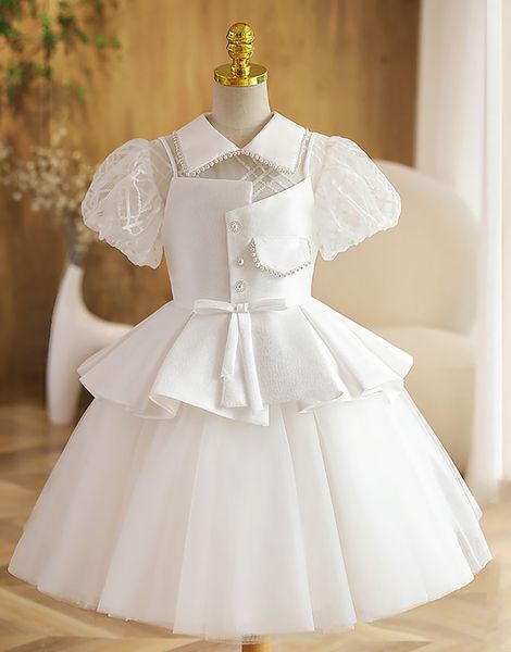 

sweet white lace pearls girl' pageant dresses flower girl dresses holidays/birthday princess skirt custom size 2-14 f9250699 knee leng, White;red