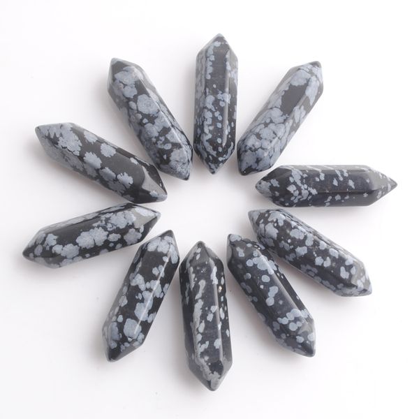 

wholesale loose gemstones hexagonal healing pointed reiki chakra natural alabaster stone 30x8mm no drilling hole pendant beads u3319, Black