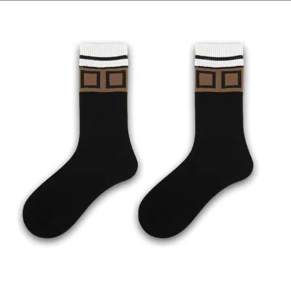 

men's socks designer mens womens sock five pair luxe sports winter mesh letter printed embroidery cotton fashion man woman sock, Black