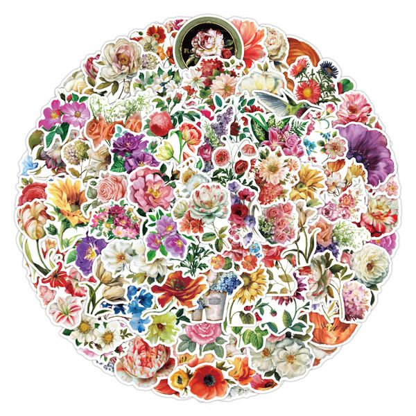 

50pcs cartoonblooming flower plant cute sticker aesthetic for helmet car motorcycle waterproof toys wholesale decals