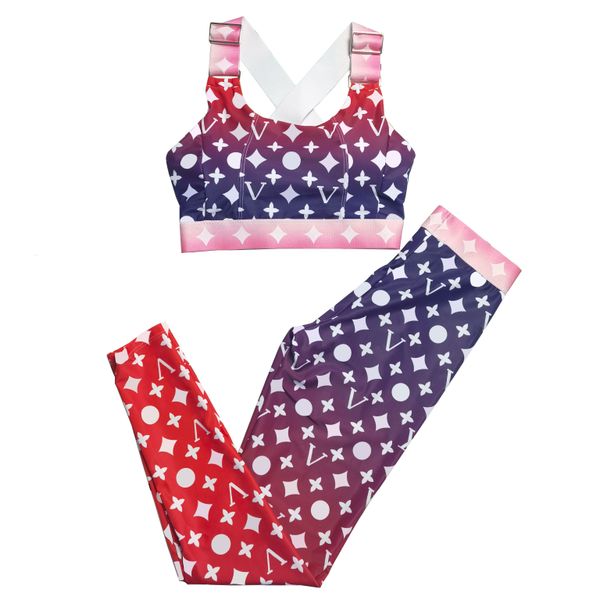 

women tracksuits sportswear d letter yoga set vest fitness suit print workout clothes gym set wear sports outfit