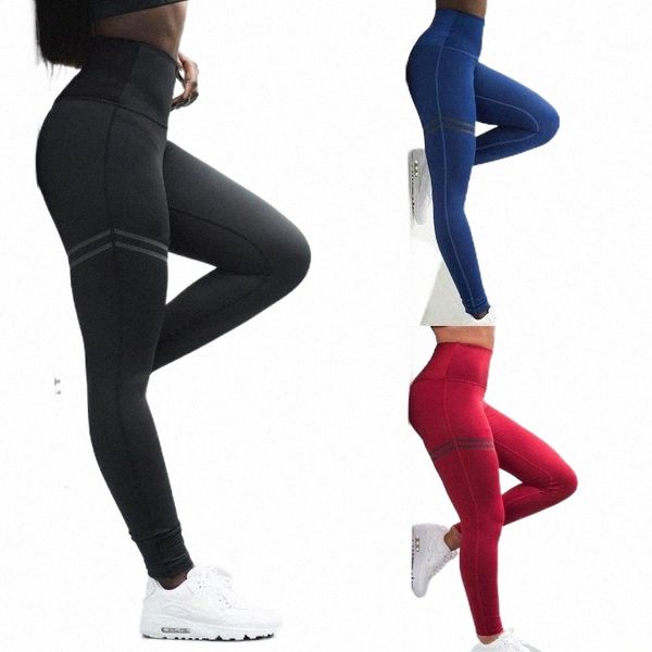 

women's leggings high elastic fitness sport tights slim running sportswear sports pants women quick drying training trousers g8ef#, Black