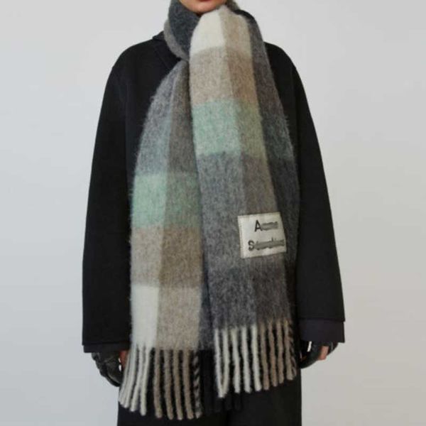 

luxury women ac men's scarf fashion scarves imitation cashmere wraps rainbow thick beard lattice neckerchief tassel shawls warm bib fem, Blue;gray