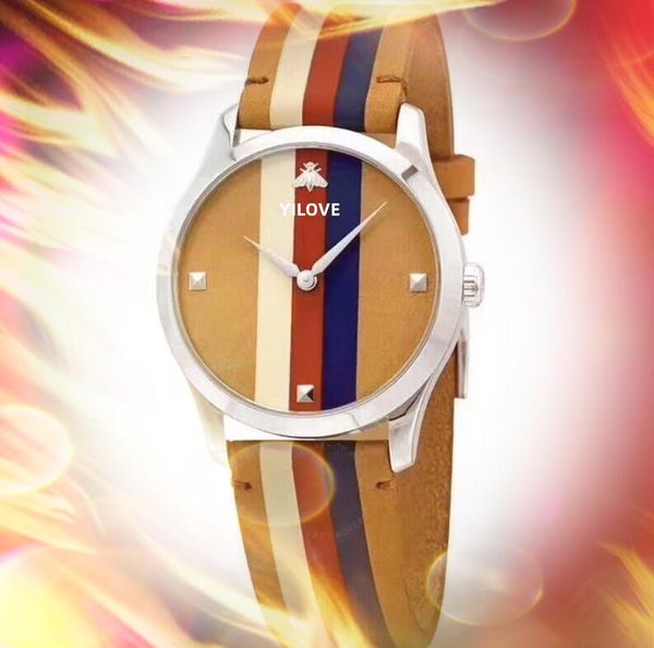 

factory quality women bee quartz watches leather belt bracelet luxurious wristwatches clock table model classic wristwatches montre de luxe, Slivery;brown