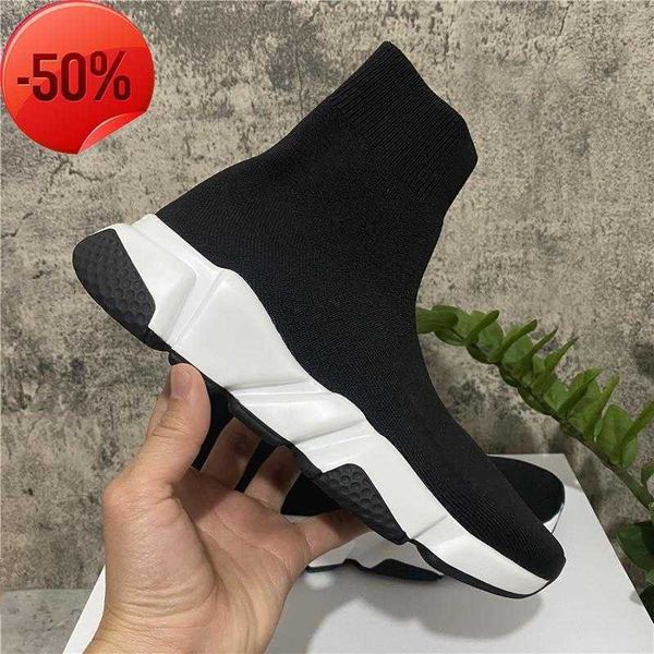 

casual shoes basketball shoes 2022 new paris speed trainers knit sock shoe original mens womens black white red knitting with