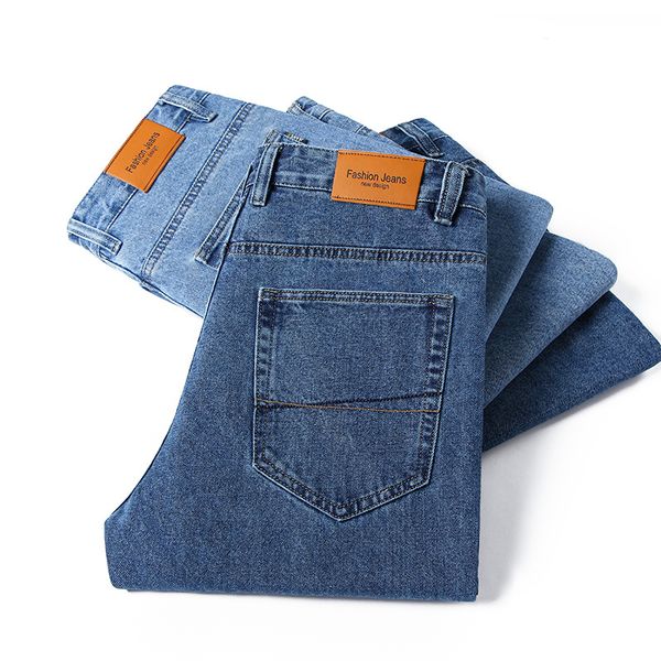 

men's jeans classic style straight leg blue jeans spring business fashion no elasticity denim trousers male brand pants 220923