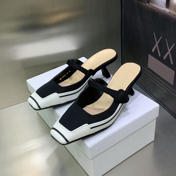 

designer sandal summer sheepskin soft sandals high version clog slides boot shoe heel stiletto heel rubber fisherman soft leather slippers, Black
