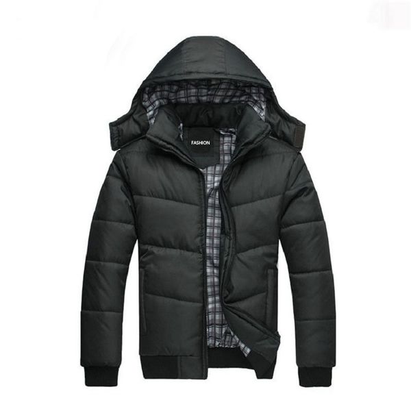 

mens down parkas solid color winter stand collar hooded thermal jacket soft comfortable windproof cotton padded black 220923