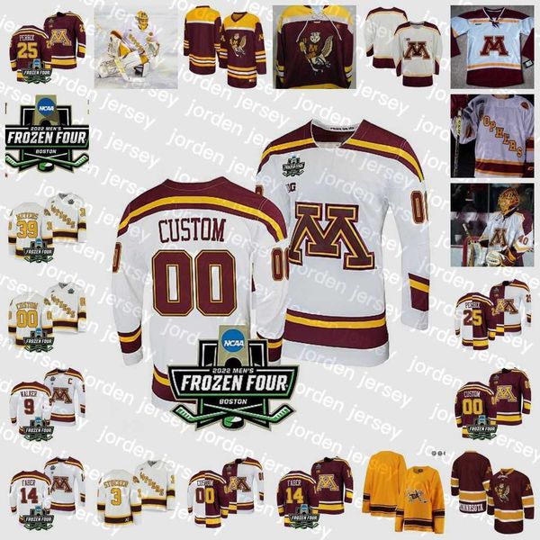 

new college hockey wears 2022 ncaa frozen four championship minnesota golden gophers hockey jersey custom 29 chaz lucius 33 brennan boynton, Black