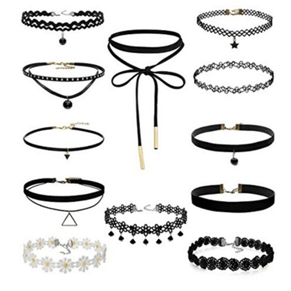 

european and american fashion velvet choker chokers women's retro lace necklace with pendant gothic girl neck jewelry accessories ac143, Golden;silver