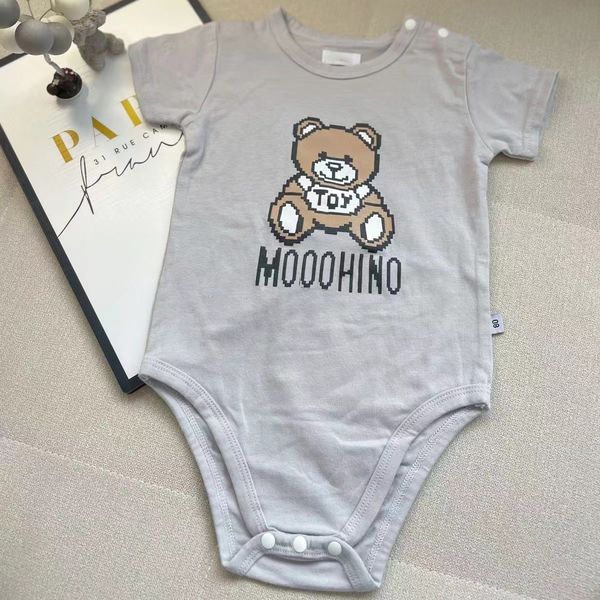 

luxury designer newborn baby girl boy rompers clothes infant girls cartoon bear print short sleeve jumpsuits onesie bodysuit, Blue