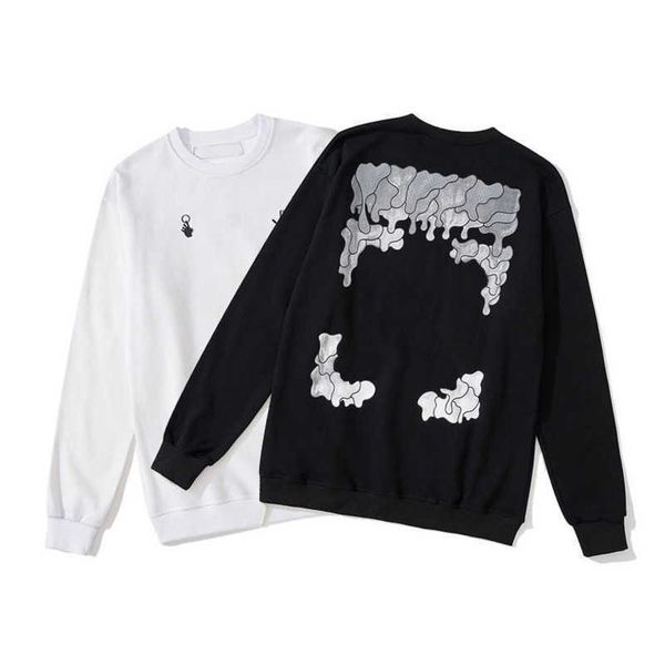 

luxury men's fashion pullover sweatshirts brand offs hoodies designer women sweater men arrow cross letter print street trend sweatshi, Black