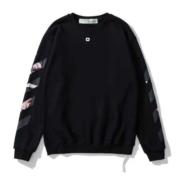 

luxury men's fashion sweatshirts brand offs hoodies pullover women o-neck sweater men arrow cross letter classic print loose jackets s, Black