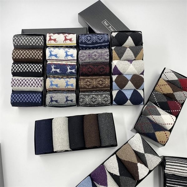 

men's socks box gift fashion 5 pairslot casual cotton male boy socks business keep warm men's socks 220923, Black