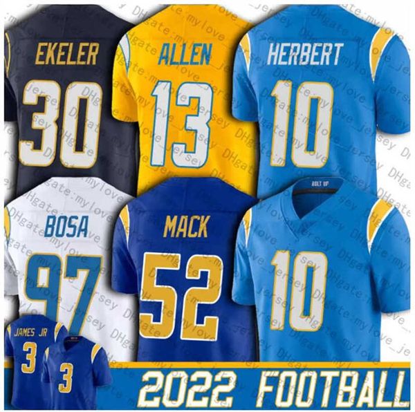 

justin herbert jersey tee custom los angeles''chargers''mens khalil mack joey bosa keenan allen austin ekeler sew junior, Black