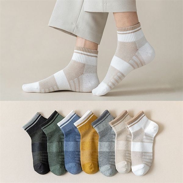 

men's socks 8pairs stripe cotton solid color soft breathable ankle colorful korean trend short sports casual 220923, Black
