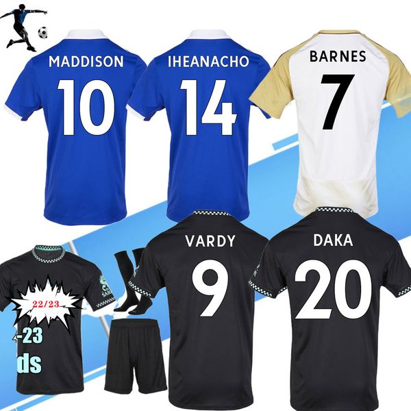 

2022 2023 leices soccer jerseys vardy maddison tielemans ndidi camiseta futbol men kids kits maillot de 22 23 cits football shirt, Black;yellow