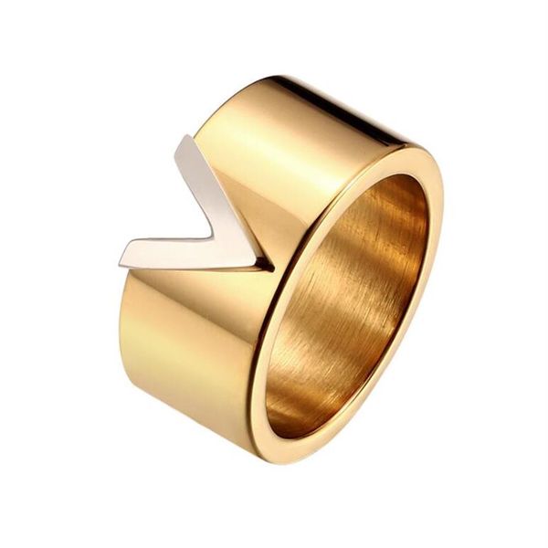 

extravagant simple wide letter wedding ring gold silver rose colors stainless steel couple rings fashion women men des2540