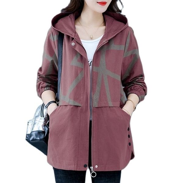 

women's trench coats 5xl oversize trench coat for women spring autumn loose outwear middleaged elderly mothers hooded zipper casual ele, Tan;black