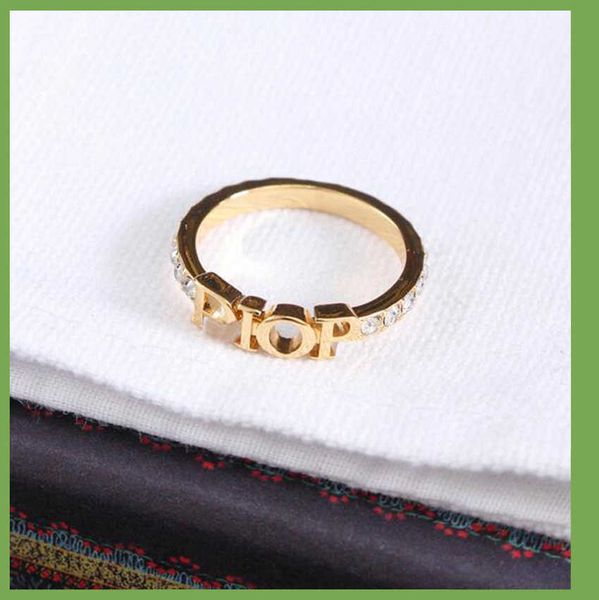 

fashion designer gold letter band rings bague for lady women party wedding lovers gift engagement jewelry with box 311, Silver