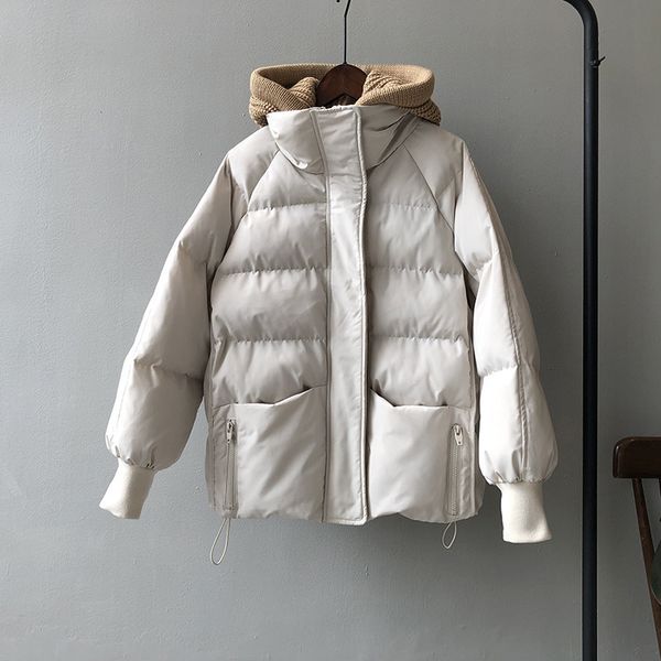 

women's down parkas winter style hooded jacket short loose cotton jacket classic coat c22181 220924, Black