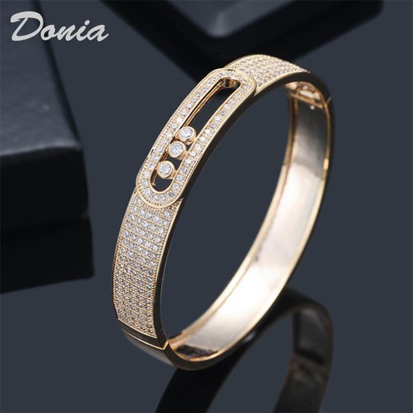 

donia jewelry luxury bangle european and american fashion exaggerated geometric pattern copper micro-inlaid zircon bracelet person2862, Black