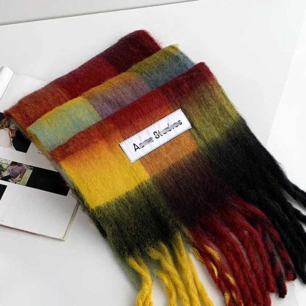 

ac luxury women men's scarf fashion shawls imitation cashmere wraps rainbow thick beard lattice neckerchief tassel warm bib female blkp, Blue;gray