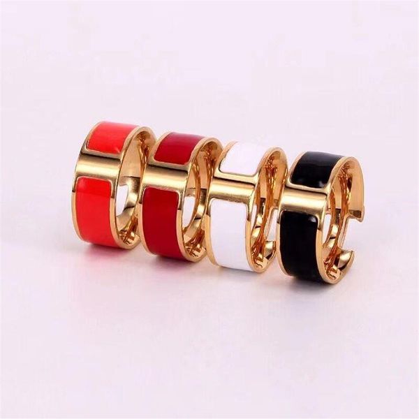 

18k gold plated ring for men women classic silver enamel color lovers gift jewelry234z