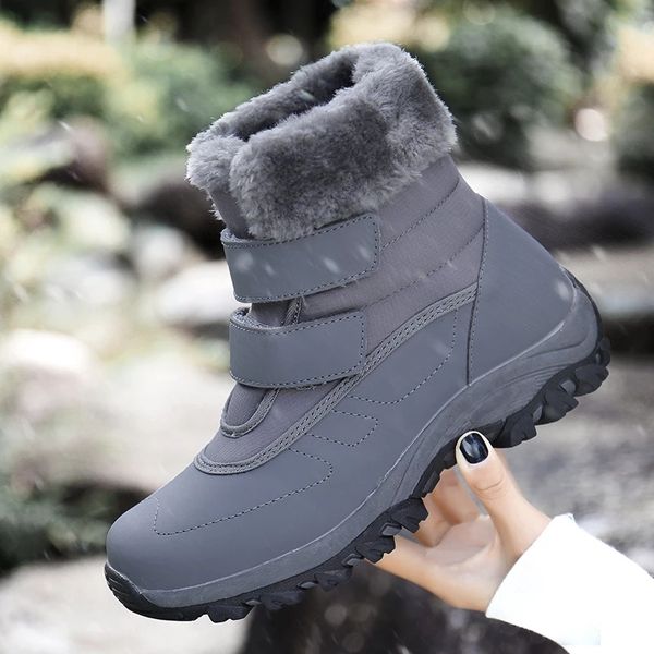 

boots nine o'clock winter woman's stylish snow high warm lined anti skid shoes outside casual slip on black gray footwear 220924