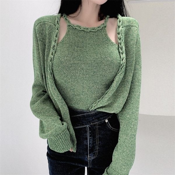 

womens knits tees komiyama twist knitted women sweaters elegant fashion cardigan mujer autumn winter clothes elegant long sleeve with vest, White
