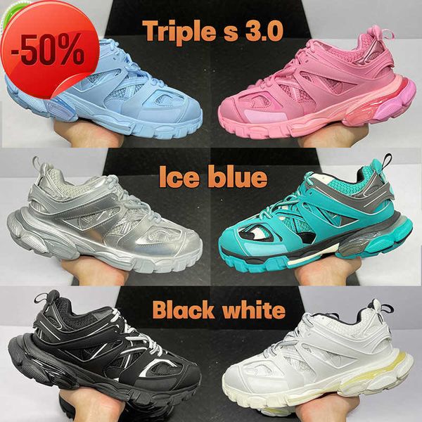 

casual shoes basketball shoes triple s 3.0 paris casual shoes metallic sivler ice blue black white yellow burgundy pink navy royal grey men