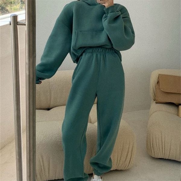 

women's two piece pants spring women hoodies sweatshirt tracksuit fleece cotton 2 pieces sets female pants suits wholesale 220922, White