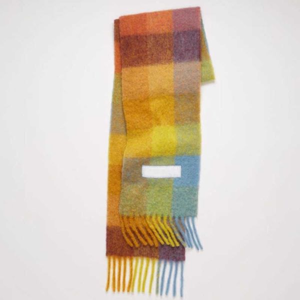 

men ac classic women scarf luxury scarves imitation cashmere wraps fashion students rainbow plaid neckerchief versatile warm bib female mfvv, Blue;gray
