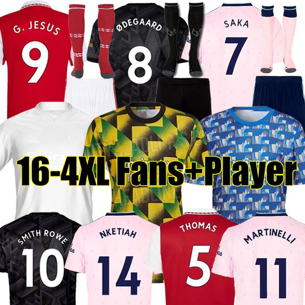 

4xl smith rowe g.jesus saka soccer jerseys saliba 22 23 fans player version gunners odegaard nketiah martinelli tierney 2022 2023 football k, Black;yellow