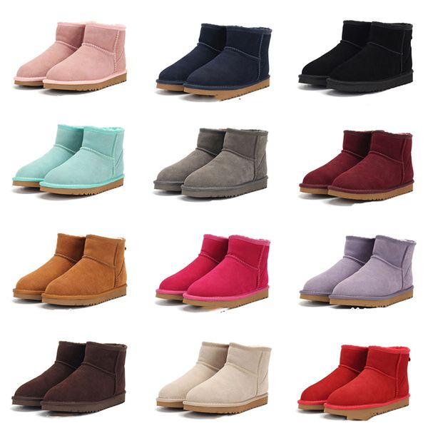 

classic snow boots women ankle fur booties men fluffy boot shoes designer woman real leather warm australia shoes chestnut grey black
