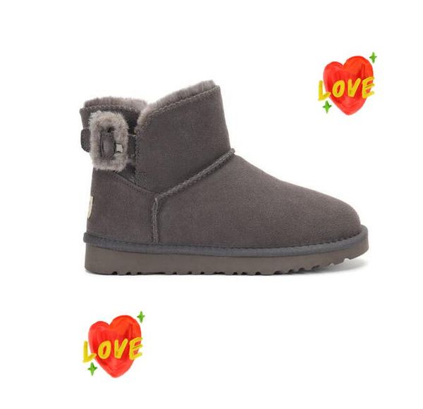 

women u3352 wool buckle snow boots short heighten soft comfortable casual sheepskin fur keep warm boots with card dustbag beautiful gift g01, Black