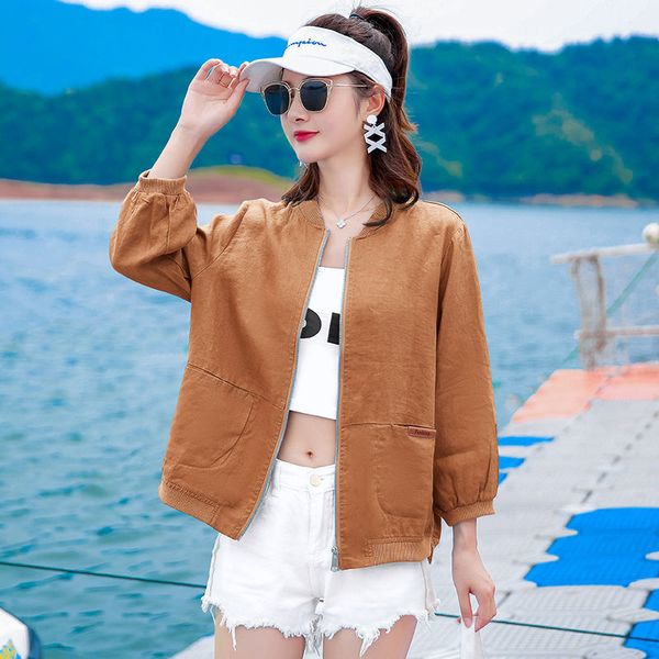 

women's suits blazers sun protection clothing women thin shirt jacket summer mother linen breathable short jacket sun protection clothi, White;black