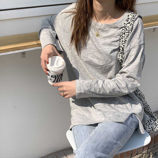 

women's t-shirt cotton long sleeve women t-shirt casual black white open side fashion korean oversized tee shirt streetwear 120827wtj t