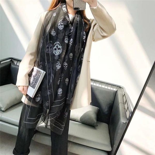 

scarves 190x130cm fashion womens girls skull ghost wraps scarf shawls poncho kerchief hijab beach female pashmina ckw bwr, Blue;gray