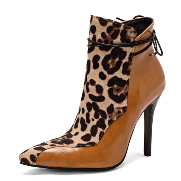 

boots lilyptuart za ankle fashion high heel pointed toe mixed color zipper style woman winter zapatos 220924, Black