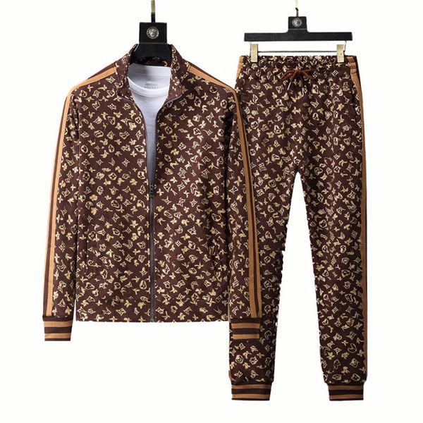 

men tracksuit classic clothing set fashion letter printed jacket pants mens trendy explosion tracksuits casual two pieces joggers suit sweat, Gray