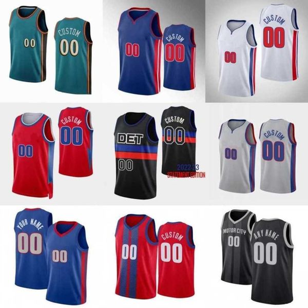 

2023 new season custom printed basketball jersey 0 jalen duren 23 jaden ivey 2 cade cunningham 35 marvin 9 nerlens bagley noel 13 kelly olyn, Black;red