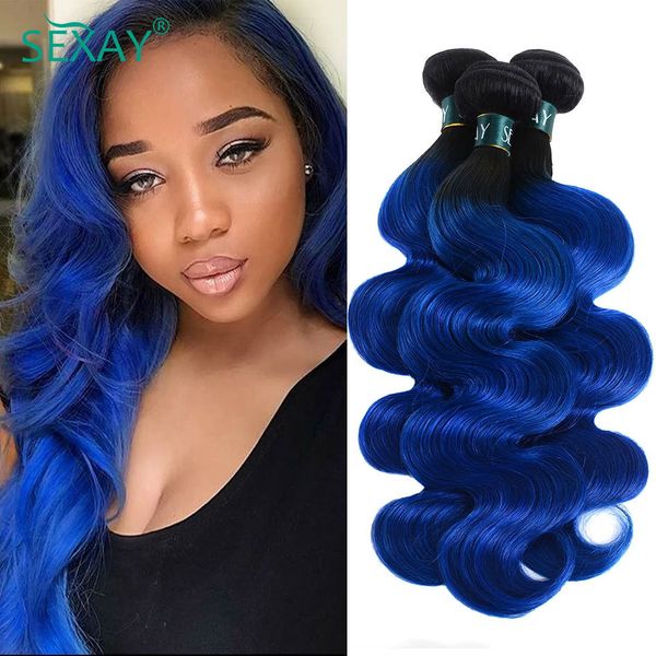 

hair bulks sexay blue body wave 4 bundles deal 10a peruvian human weaving 3 pcs dark roots ombre 1b black wavy 220924