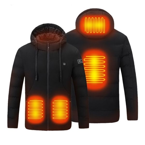 

mens down parkas winter heated jacket men ladies usb single control smart cotton clothes constant temperature hooded 220923, Black