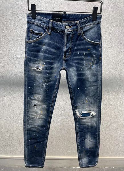 

designer jeans skinny ripper slim fit jeans for men denim jean pants destroyed, Blue