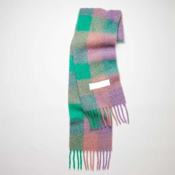 

ac fashion luxury scarf men's women shawls imitation cashmere wraps rainbow thick beard lattice neckerchief tassel warm bib female beoj, Blue;gray