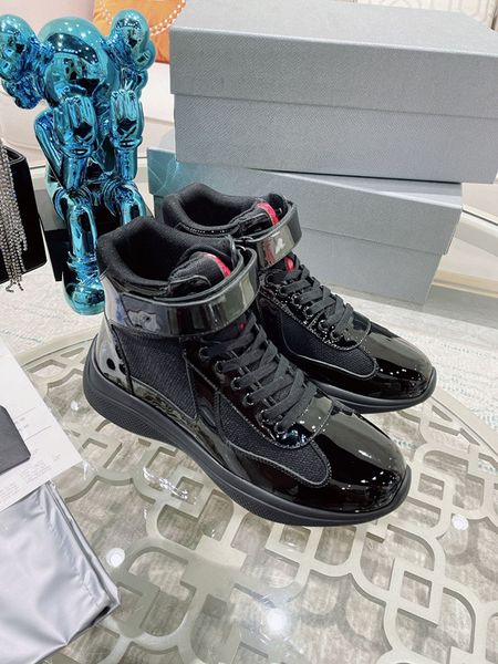 

casual shoes high gang men's america's cup xl leather highquality patent leather flat sneakers black mesh lace-up sizes 38-45